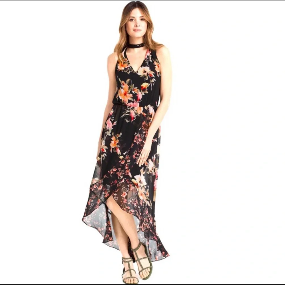 White House Black Market Maxi High-Low Sleeveless Floral Dress - Picture 1 of 12
